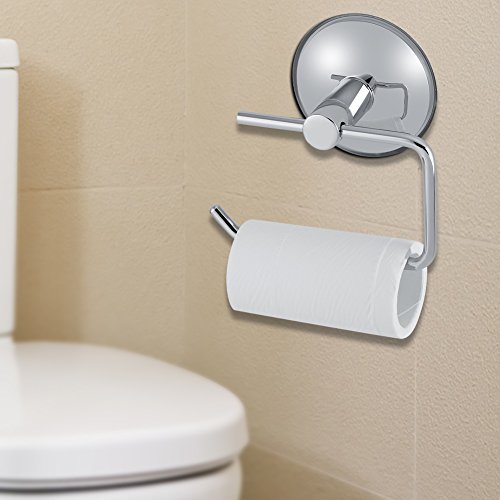 Support de Papier Toilette Mural, Titulaire de Papier avec Ventouse Porte Rouleau Papier WC en Acier INOX Derouleur Papier WC Porte-Rouleau de Papier à Ventouse Support pour Papier Durable