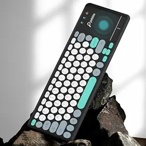 Pebble Magic Pad Wireless Keyboard with Built-in Touchpad, 2.4 GHz & Bluetooth V5.0 Dual Connectivity, Round Keycaps, Soft Keys, Slimmest Design, Multi-Device Compatibility, Auto Sleep
