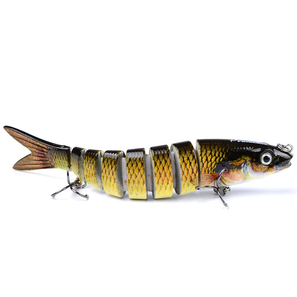 10 Stück Kunstköder, Multi Joint Wobbler Swimbait Jerkbait Barsch Köder Angelgerät zum Angeln Raubfisch mit 2 Drillingshaken, Gummifisch für Hecht Barsch Zander Angelköder (G 10PCS)