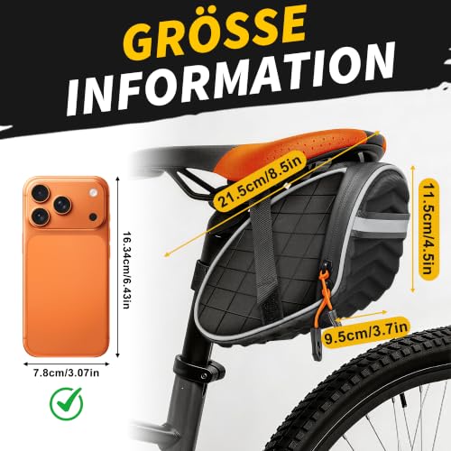 Bowagn Fahrradtasche Satteltasche,Satteltasche für Mountainbikes und Rennräder mit Wasserdichten Reißverschlüssen… – Ansicht 5