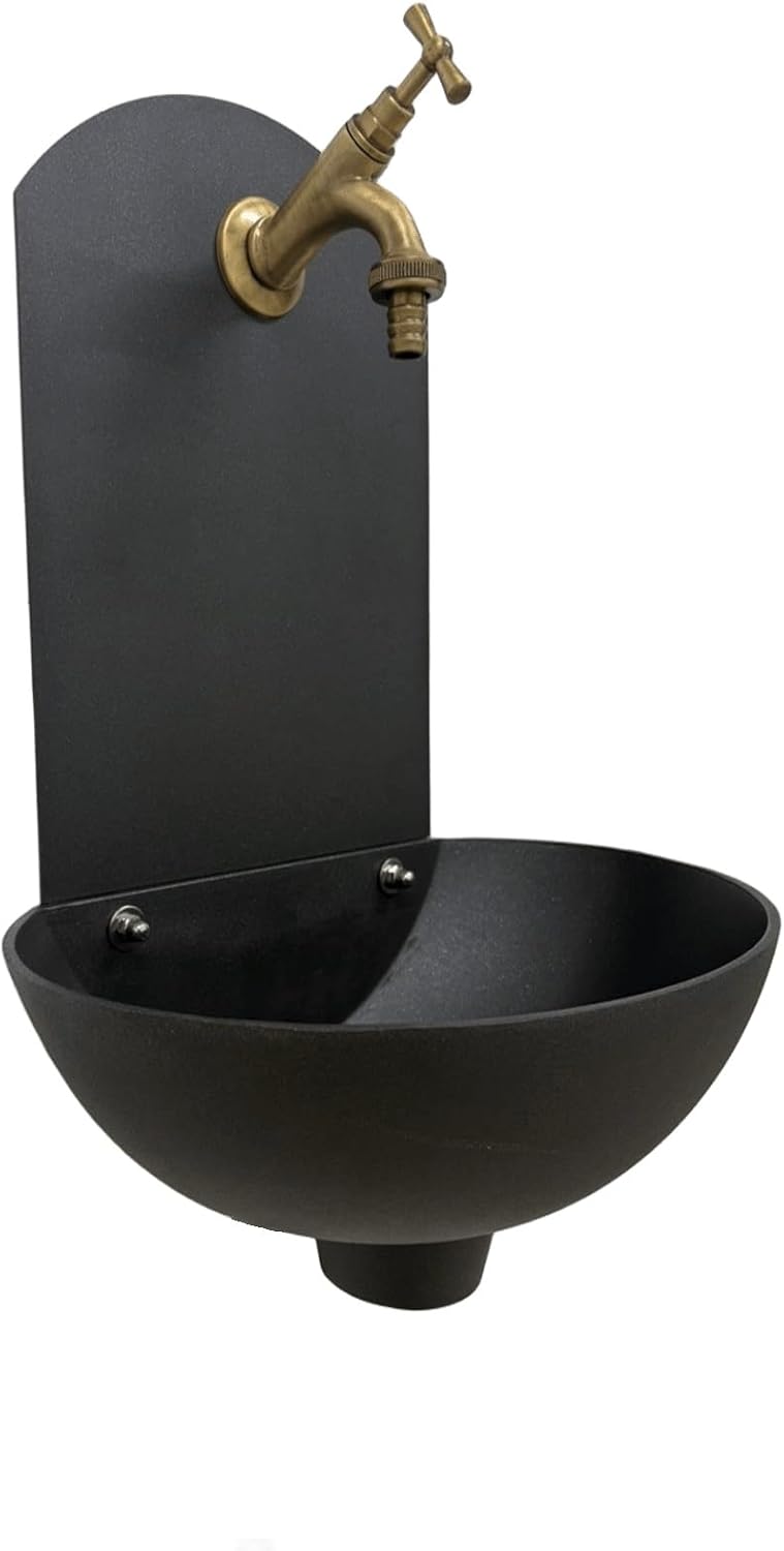 Fontanella da Giardino in Alluminio Antracite con Rubinetto in Ottone