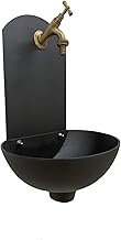 Fonderia Bongiovanni | Garden Fountain | Wall Fountain | Arco Model | Anthracite Cast Iron | with Burnished Brass Tap | for Home Garden | Outdoor Fountain