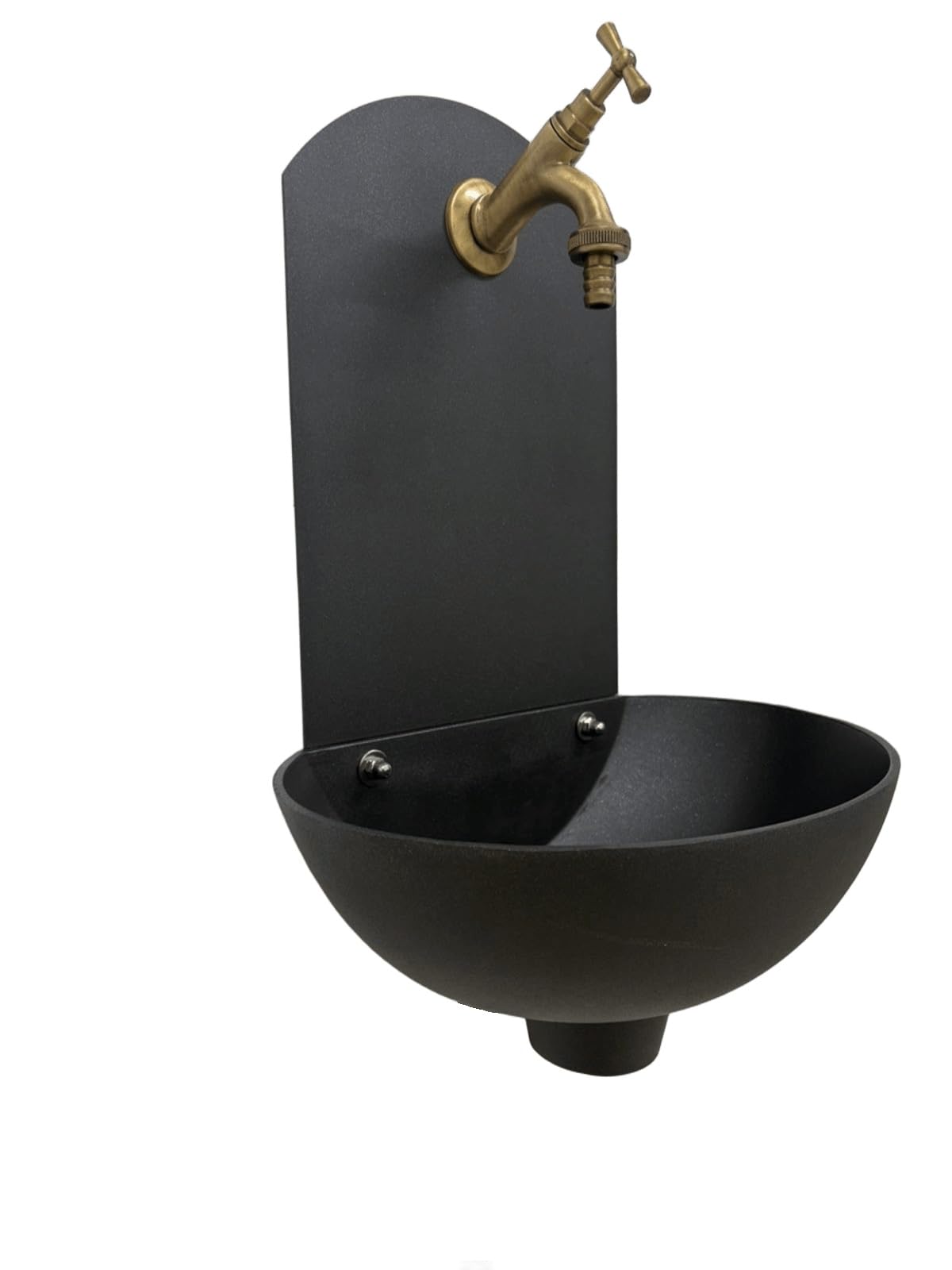 Fontanella da Giardino in Ghisa Antracite con Rubinetto in Ottone – Fontana a Muro Esterno Decorativa, Resistente alle Intemperie, Stile Classico Vintage Made in Italy
