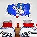 WARMBERL Adesivo Murale 3D Adesivo Riccio Adesivo Sonic Blue Smash Adesivo Da Parete In Vinile