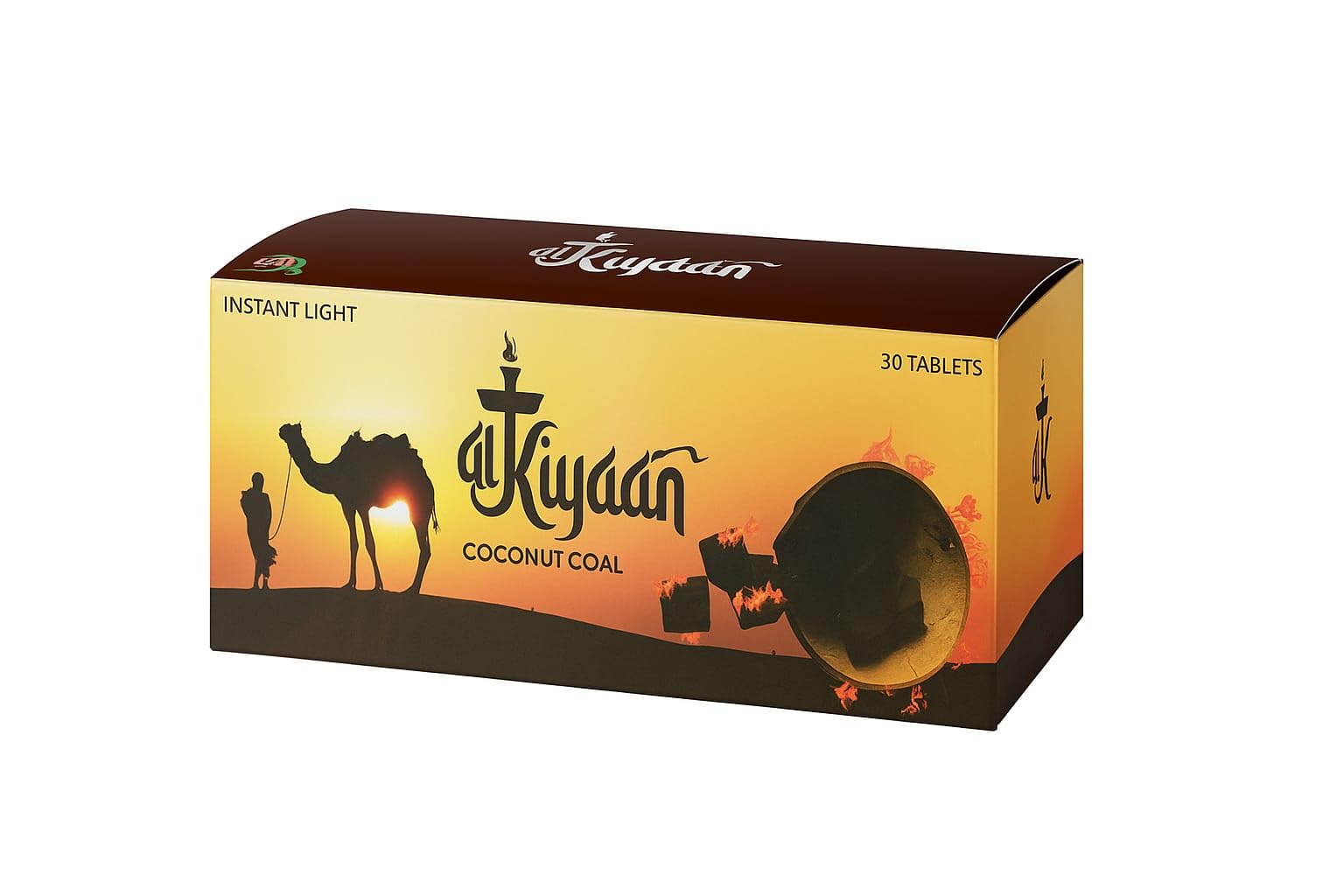 AL KIYAAN Premium 100% Natural Coconut Coal/Charcoal with Less Ash Content Ideal for Hookah/Sheesha Session - (30 Tablets) (Pack of 2) 1