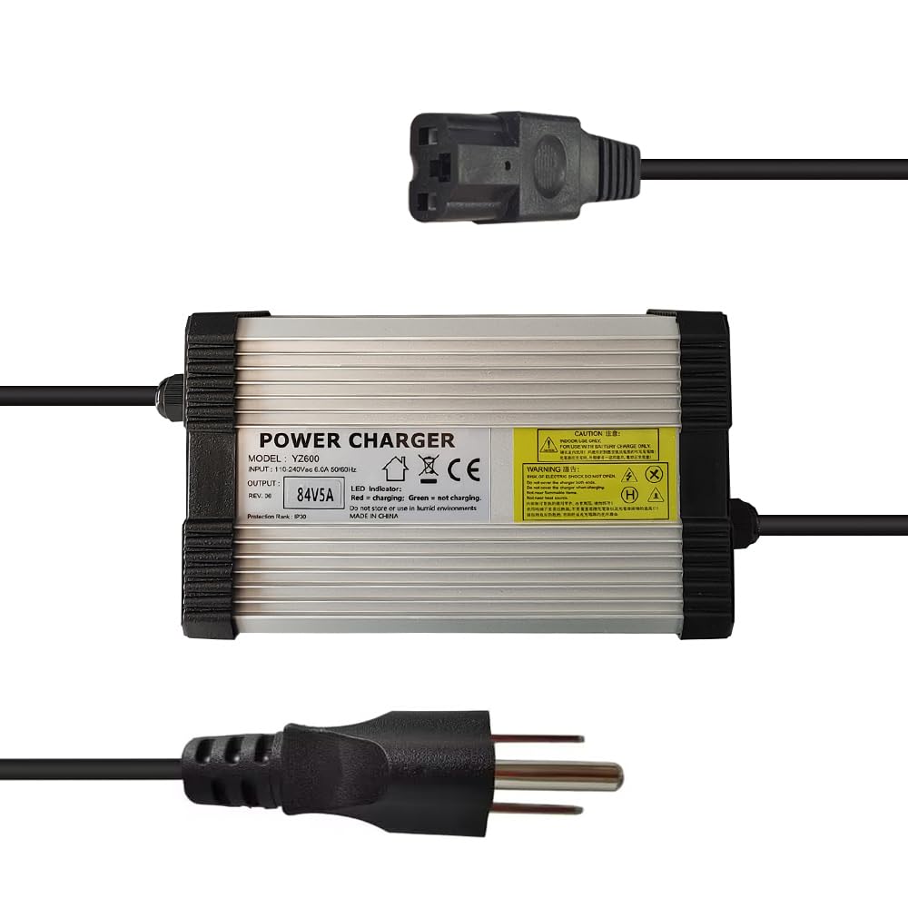 84V 5A Battery Charger for 20S 72V Lithium Li-ion Battery Pack with 3 Holes Plug, Aluminum Shell