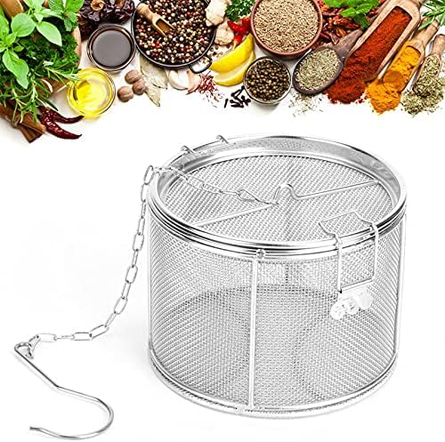 Spice Seasoning Strainer, Large Capacity Stainless Steel Tea Ball Mesh Tea Infuser Strainer with Extended Chain Hook for Brew Loose Leaf Tea and Spices & Seasonings, Sliver 5.52 x 3.94 inch Spice Seasoning Strainer, Large Capacity Stainless Steel Tea Ball Mesh Tea Infuser Strainer with Extended Chain Hook for Brew Loose Leaf Tea and Spices & Seasonings, Sliver 5.52 x 3.94 inch