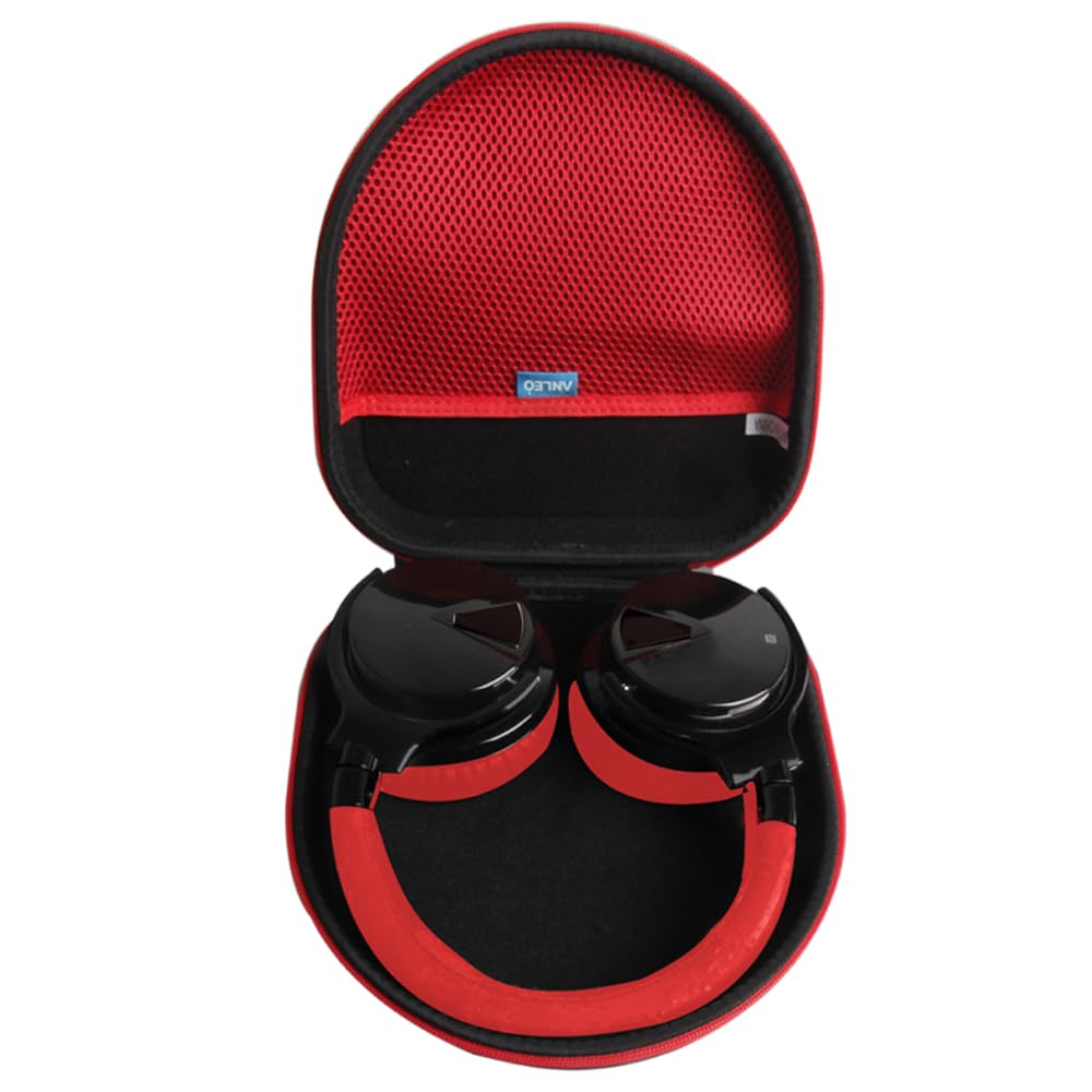 Anleo Hard Travel Case for Silensys E7 / PurelySound E7 / MOVSSOU E7 / COWIN E7 / Tapela E7 / Audonia E7 Active Noise Cancelling Bluetooth Headphones (Black+Red)