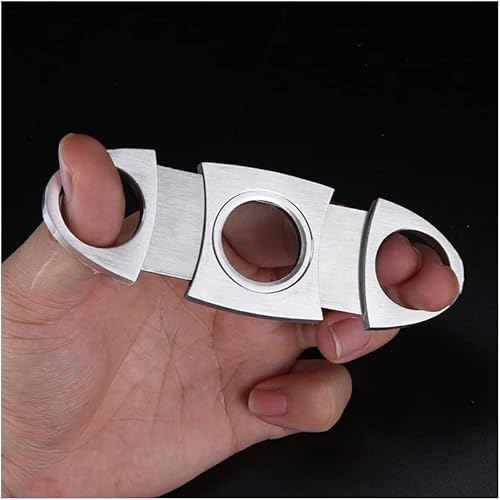 Miniatura 5 de Cigar Cutter Stainless Steel Guillotine Double Cut Blade in Leather Pouch, Silver Acero inoxidable