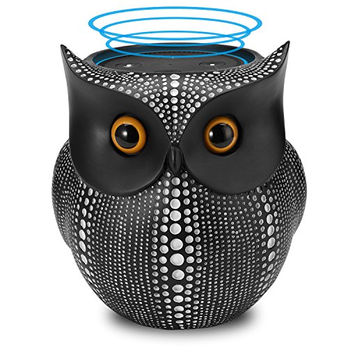 APPS2Car Owl Holder [6 inch Tall] for Echo Dot 2nd 1st Generation Speaker, Crafted Dots Owl Case Stand for Amazon Alexa Round Dot for Home Decor (Black)