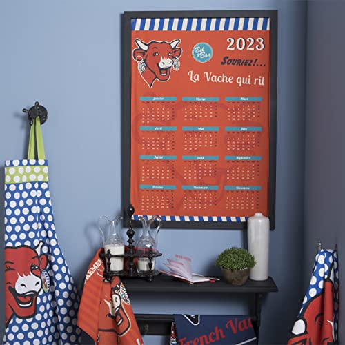 Printed Cotton Tea Towel, Laughing Cow Calendar, Red, 50x75cm - Image 2