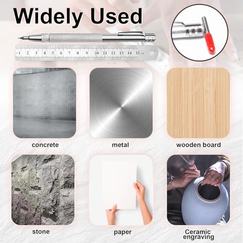 Weploda 2 Anreißwerkzeug Anreissnadel, Dauerhaft Anreißwerkzeug Reißnadel Für Metall, Anreißwerkzeug Mit 10 Ersatz Hat Markierspitzen, Mit Herrscher, Für Glas/Keramik/Gehärteter Stahl/Blech