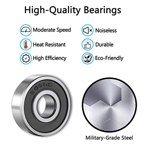 Image of 606 2RS Ball Bearings ［12 Pack］ Bearing Steel and Double Rubber Sealed Miniature Deep Groove Ball Bearings for Industrial Equipment, Micro Motor, Small Rotary Motor, Office Equipment (6x17x6mm)