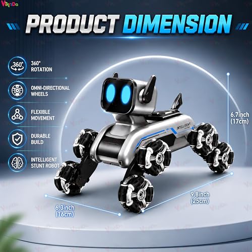 Image of VikriDA Remote Control Cars for Kids Adults, 8WD Gesture Sensor RC Stunt Car with Light, Music, RC Robot Dog Toys,Birthday Toy for 6 7 8 9 10 11 12 13 Years Old Boys Girls Kids,Black