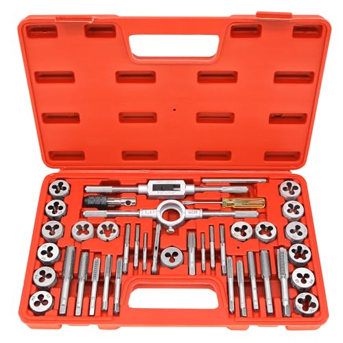 Axelord 40PCS Tap and Die Set, Metric Screw Threads M3, M4, M5, M6, M7, M8, M10, M12, Both Coarse and Fine Types | Essential Threading Tool Kit with Complete Handles, Accessories and Case