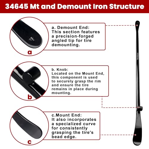 Rendasun 2-TIRE BAR & TIRE SPOONS 2Pcs Tire Bar, 34645 Tire Mount And Demount Iron 37In, 3/4 In | 33220 Mt And Demount Spoon 30 In thumb #3