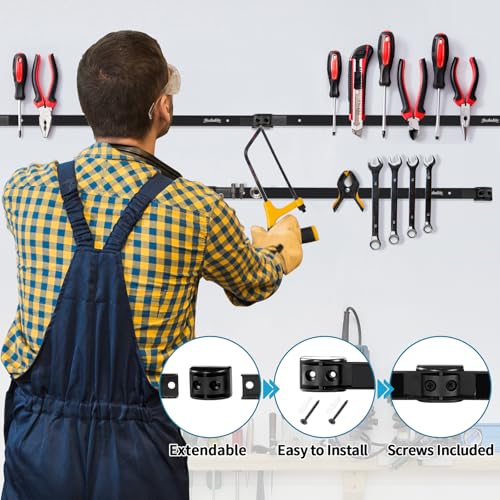 Rechabite 6 Pieces 24" Magnetic Tool Holder Strip, Black Magnet Bar, Metal Tool Organizer Rack for Garage Organization, Easy To Install in Workshop, Mounting Screws Included by Rechabite - Image 3