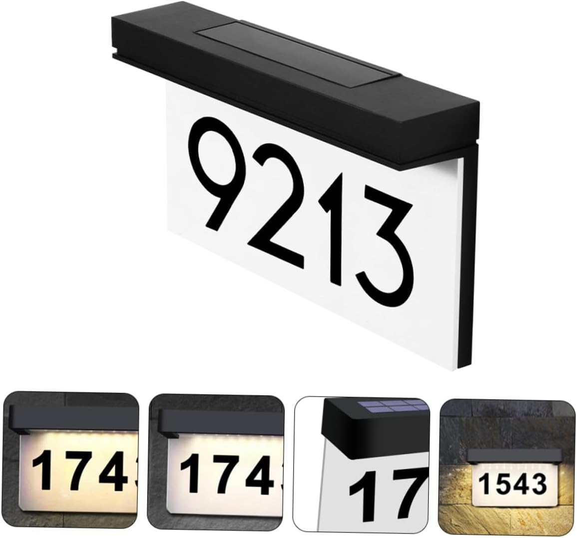 Solar LED Courtyard Address Number Light Waterproof Solar Powered Door Plate Lamp Adjustable Brightness for Outdoor Use 1 Set