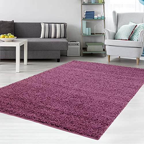 carpet city Shaggy-Teppich Lila 300x400 cm - Hochflor Langflor Einfarbige Teppiche Wohnzimmer...