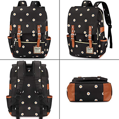 Fewofj Daisy School Backpack For Girls Women,College School Bookbags For Teenagers (Black) #TOP6