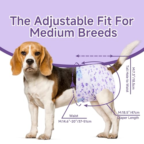 Image of MICOOYO Disposable Dog Diapers Female, Doggie Diapers for Dogs Female, Super Absorbent Pet Diaper with Foam Tail Hole for Heat, Comfortable Puppy Diaper (Medium, 40Count)