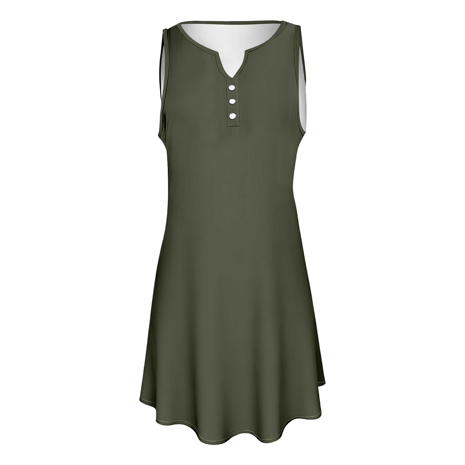 Vestido Informal De Verano, Sin Mangas, Floral, con Botones, Suelto, Corte, Ideal for La Playa Todos Los Días, Oscuro