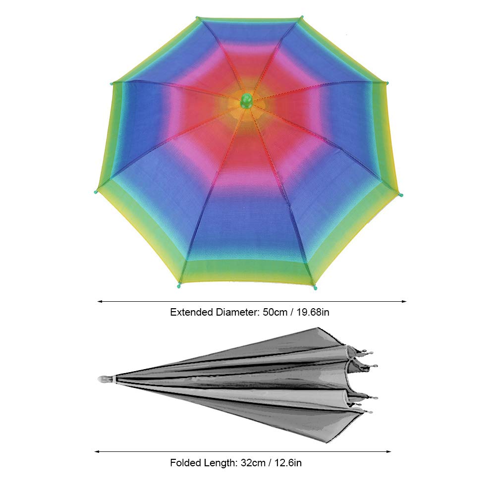 VGEBY1 Kapelusz parasola, słońce deszcz tęczowy parasol czapka bez użycia rąk nakrycie głowy do wędkowania, ogrodnictwa, fotografii, spacerów, kempingu (tęcza)