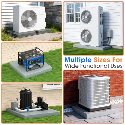 Image of Mini Split Pad for Condenser: Ground Base for Air Conditioner Outdoor Condenser Units, Plastic Equipment Pad for Ductless Minisplit Heat Pump Systems HAVC, Gra, 38'' x 18'' x 3''