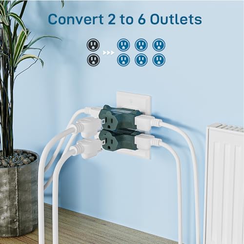 K KASONIC - 3-Outlet Grounding Adapter, [UL Listed] Plug Extender, Heavy-Duty Grounded Power Tap - 3 Pack (Green) - Thumbnail 5