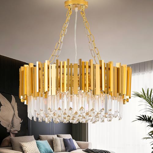 Vodcrindax Modern Gold Crystal Chandelier 21.66″ 8-Light 5-Tiers K9 Crystal Pendant for $179.99 at Amazon