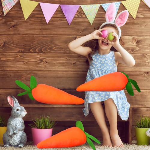 Chitidr ELE-CHITIDR-880 3 Pcs Easter Carrot Throw Pillow Carrot Shaped Cushion Easter Decorative Pillows Carrot Shaped Pillow Filling Easter Toys Stuffed Decor thumb #4