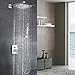 Esnbia Luxury Rain Shower Systems Wall Mounted Shower Combo Set with High Pressure 12 Inch Square Rain Shower Head and Handheld Shower Faucet Set Brushed Nickel