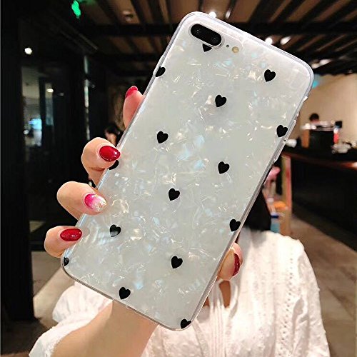 J.west Iphone 8 Plus Case/Iphone 7 Plus Case, Cute Ultra Thin [Tinfoil Series] Macaron Color Bling Lightweight Soft Tpu Case Cover For Iphone 7 Plus / 8 Plus (Black Heart) #TOP5