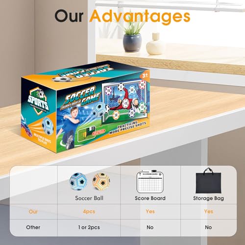 Soccer Games for Kids, mcwdoit 4pcs Soccer Balls,Target Toss Party Yard Game for Kids Indoor Outdoor, Foldable Flannel Goals, Gift Sport Toys for Boys Toddlers Girl Birthday Xmas Aged 3+