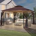 11’x 13’ Outdoor Gazebo, Double Roof Patio Gazebo with Netting, Metal Frame Outdoor Patio Canopy for Deck Backyard Garden