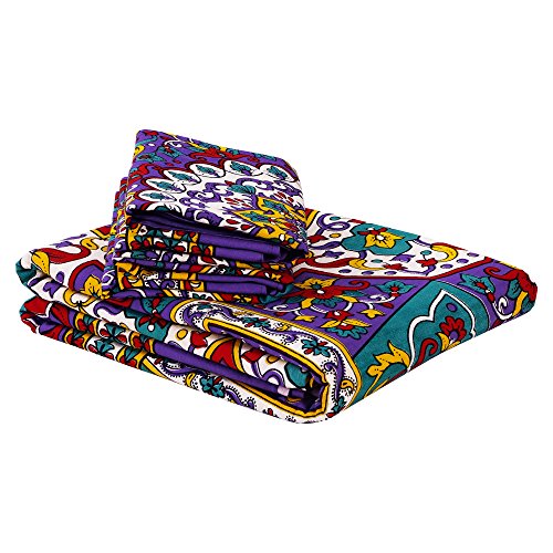 Image of Story@Home 120 TC 100% Cotton Pearl Collection Purple Paisley Printed 1 Bedsheet for Double Bed with 2 Pillow Cover कपास डबल बेडशीट