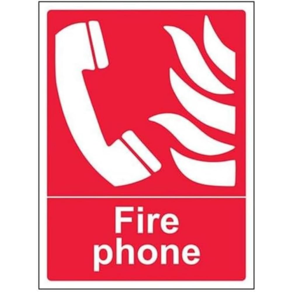 V Safety Fire Phone Sign - 150mm x 200mm - Self Adhesive Vinyl