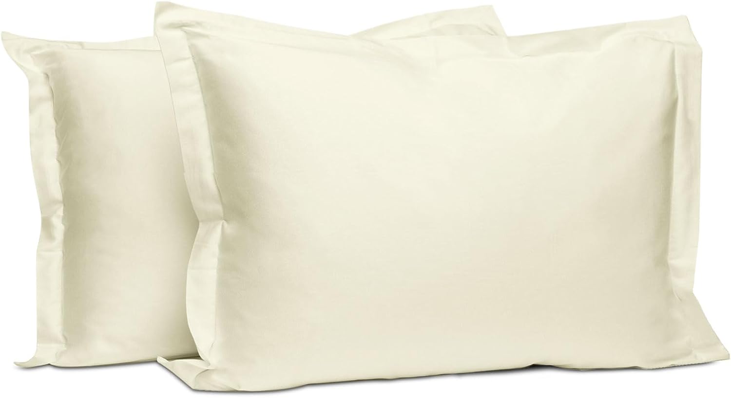 Pizuna Pure 100% Cotton Pillow Shams Queen Size Set of 2 Off White, Luxurious 400 Thread Count Long Staple Cotton Sateen with Envelope Closure (Combed Off White Cotton Pillow Shams Queen)