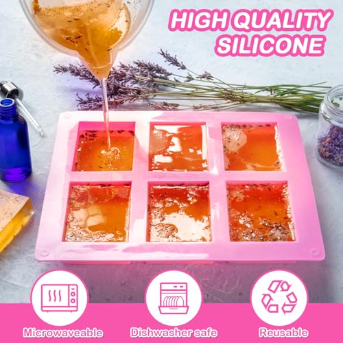 Seifen Formen Set, 3 Stück Seifenformen Silikon, 6 Hohlraum Seifenform Silikonform Rechteckig, Handgefertigte Seifenform, Silikonform Seife für Muffins Cupcakes Biscuit DIY hausgemachte Handwerk