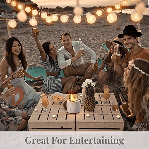 Luxryflame White Marble Tabletop Fire Pit - Bohemian Portable Fire Pit With Burn Cup, Cotton Burning Material & Fire Snuffer - Rustic & Minimalist Stainless Steel Fire Bowl For Dinner Parties - 5X5X4… #TOP3