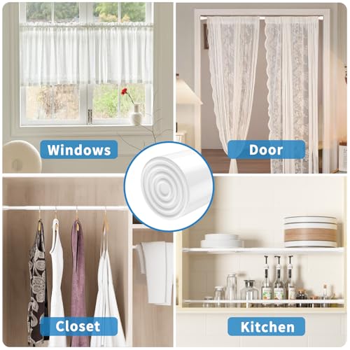 Image of AIZESI 2 Pack Tension Rods for Windows 26.5 to 36 inch, Adjustable Expandable Pressure Spring Curtain Rods No Drilling, White Curtain Rods for Doorway Closet Door