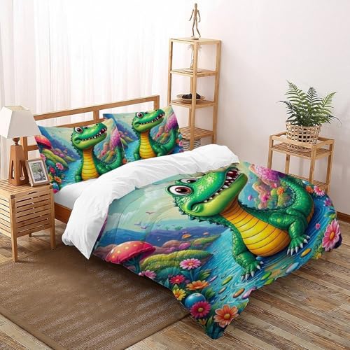 Housse de couette 200x200 crocodile avec fermeture éclair pour lit garçon - 2