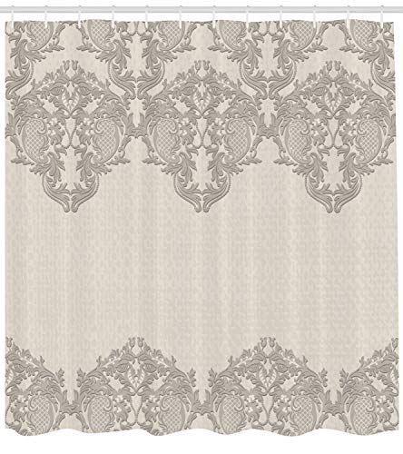 ABAKUHAUS Taupe Shower Curtain, Lace Like Framework Borders with Details Delicate Intricate Retro Dated Print - Image 2