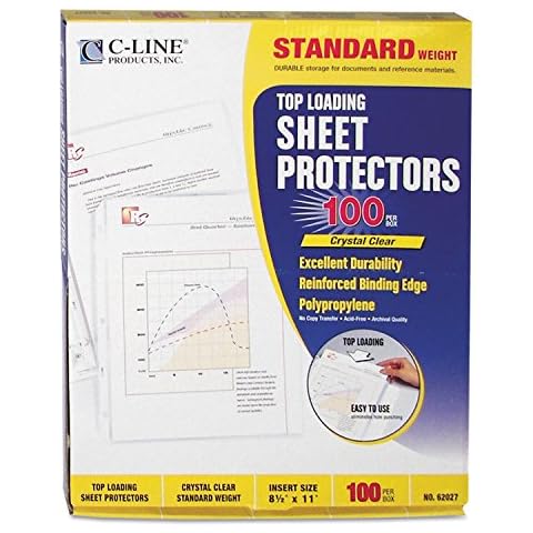 C-Line Top Loading Standard Weight Poly Sheet Protectors, Clear, 8.5 x 11 Inches, 100 per Box (62027) Cover