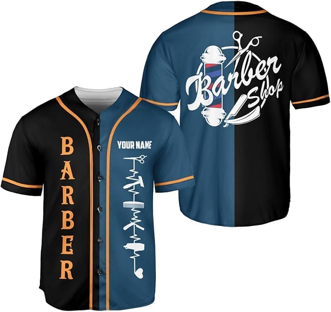 MonkeyVan Personalized Barbershop Baseball Jersey, Barber Shirt, Hairdresser Barber Shirt, Hairstylist Jersey Gift for Barber 9 Multicolor