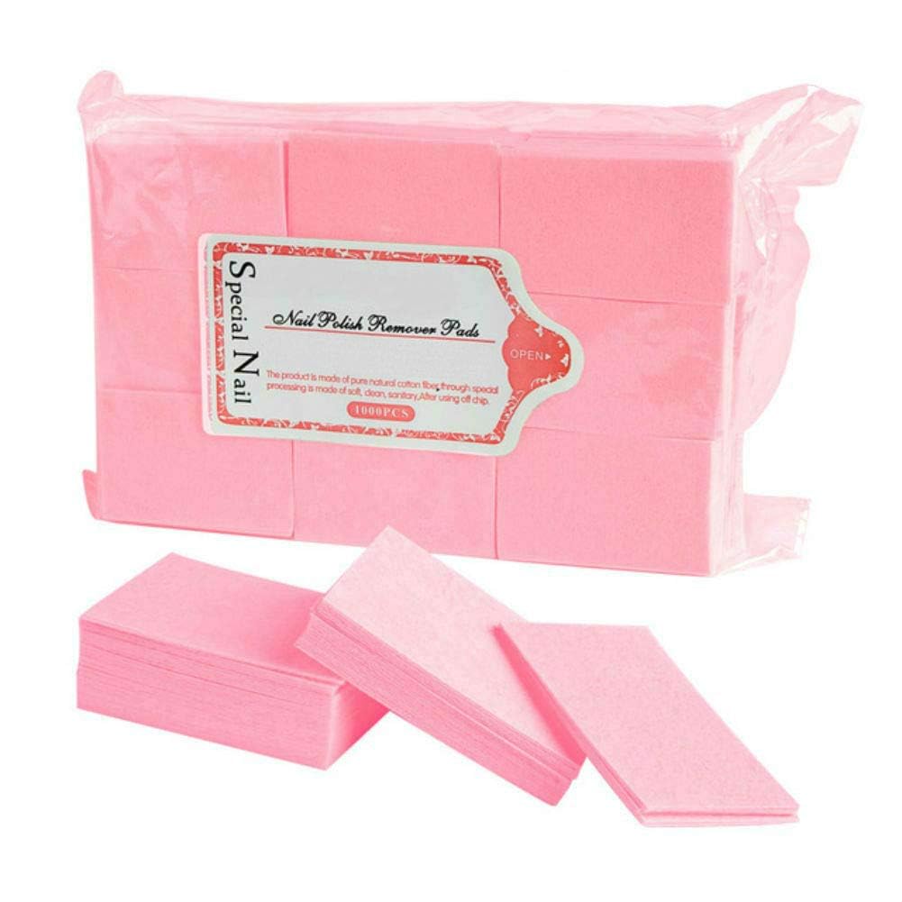 600 Pieces Pink Disposable Nail Art Gel Polish Remover Pads Bath Manicure Nail Wipes Lint-Free Cotton Napkins for Nail Art