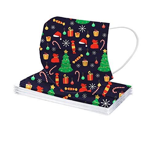 ?USA Stock? Christmas Face_Mask,3 Ply Disposable Facemasks for Adults Breathable Face Covering with Ear Loops