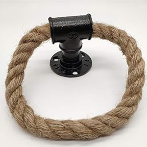 Nautical Towel RingIndustrial Pipe Rope Towel Ring Wall Mounted Rustic Hand Towel Holder Bathroom Decor