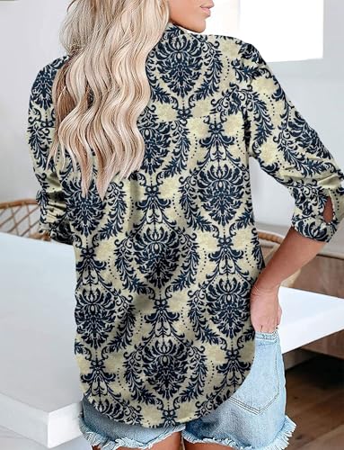 Image of Magritta Women's Shirts Fashion Casual Loose Fit Long Sleeve Button Down Lightweight Collared Blouse Tops