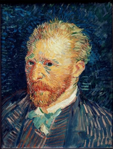 Pintura murales lienzo vintage con retrato de Vincent van Gogh en formato vertical 60x90cm